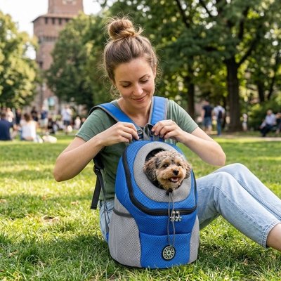 Sac a dos chien bleu