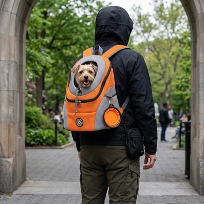 Sac a dos chien orange