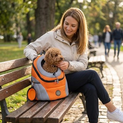 Sac a dos chien orange