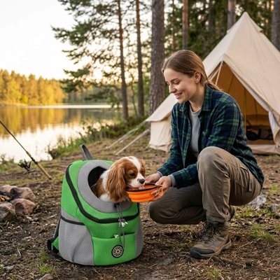 Sac a dos chien vert