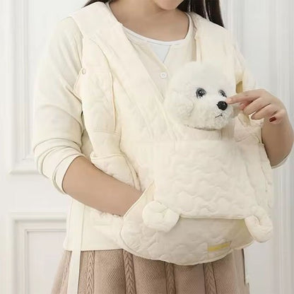 sac de transport chien crème