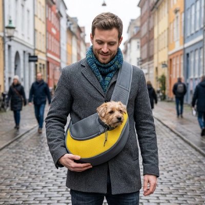Sac de transport pour chien jaune