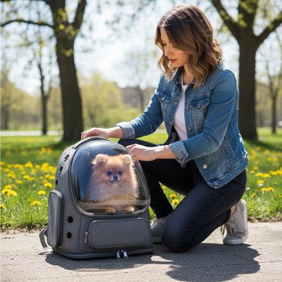 Sac transport chien gris
