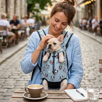 Sac transport chien bleu clair