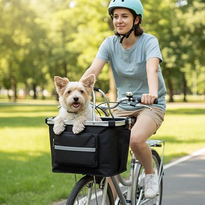 Vélo panier chien balade