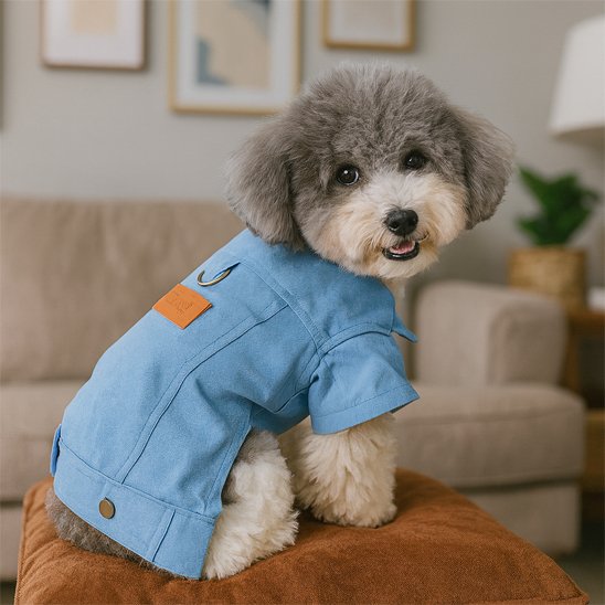Variante bleue du vêtement chien Denim Elégance